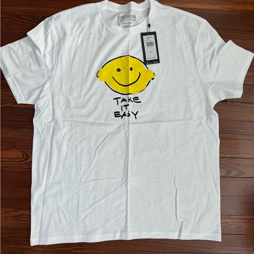 Brooklyn Industries White 'Take It Easy' Smile Graphic Tee